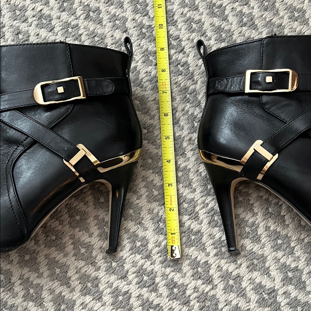 Mark Fisher Black Boots Heels Gold Hardware - Picture 5 of 11